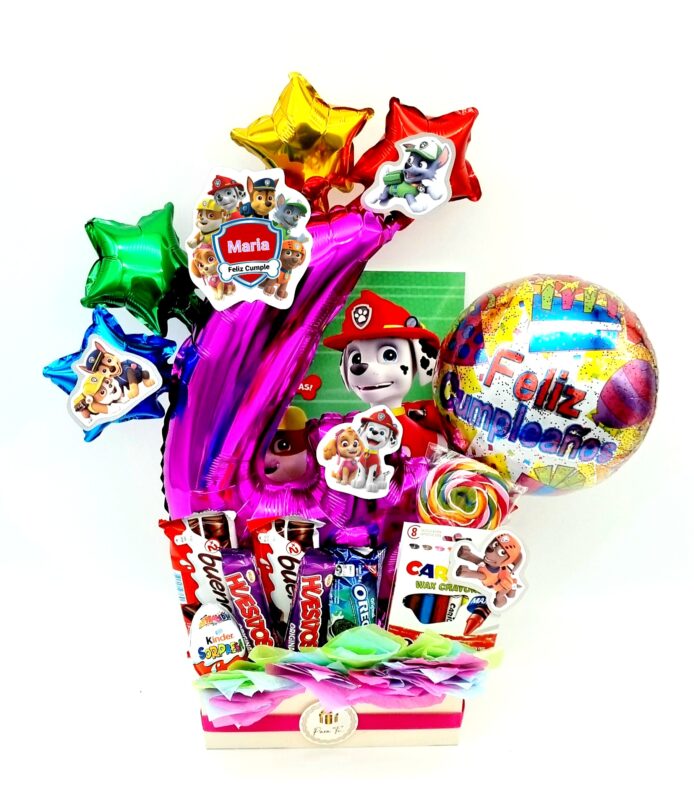  NS Juego de regalo de feliz cumpleaños para niños y niñas,  diseño de Patrulla Canina, cesta de San Valentín, cestas de cubo de  burbujas, bolsa de regalos para vacaciones, juguetes surtidos